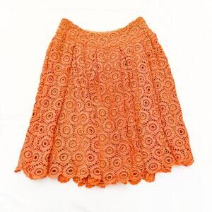 Moulinette Soeurs Vetements Crochet Scalloped Hem Orange A Line Skirt Size 8